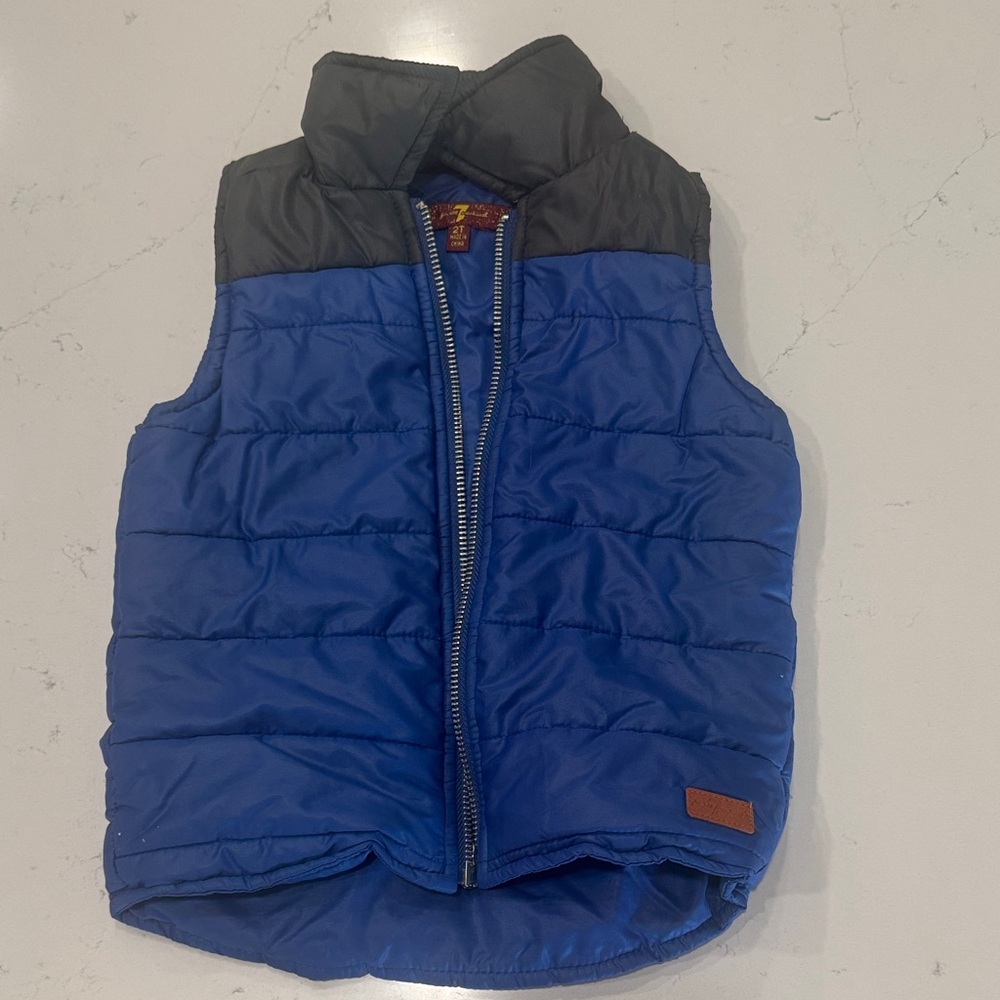 7 For All Mankind Black and Blue Puffer Vest